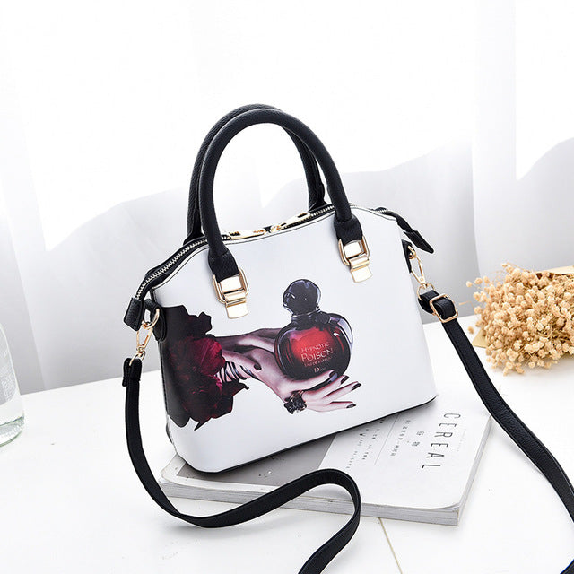 Elegant Women Printing Leather Handbags Embossed Perfume Pattern Shoulder Bag Fashion Phantom Bag Female Casual Tote Bag Bolsos