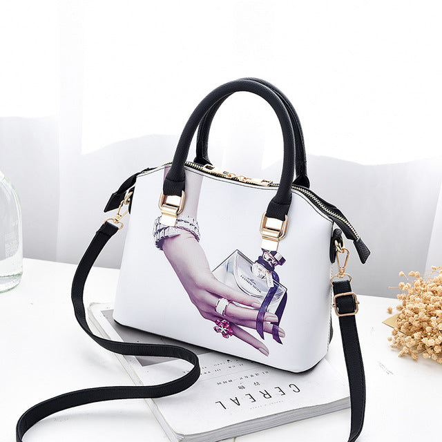 Elegant Women Printing Leather Handbags Embossed Perfume Pattern Shoulder Bag Fashion Phantom Bag Female Casual Tote Bag Bolsos