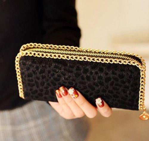 Fashion HOT SELL Cute Leopard Purse Clutch Card Leather + Zipper Long Wallet New