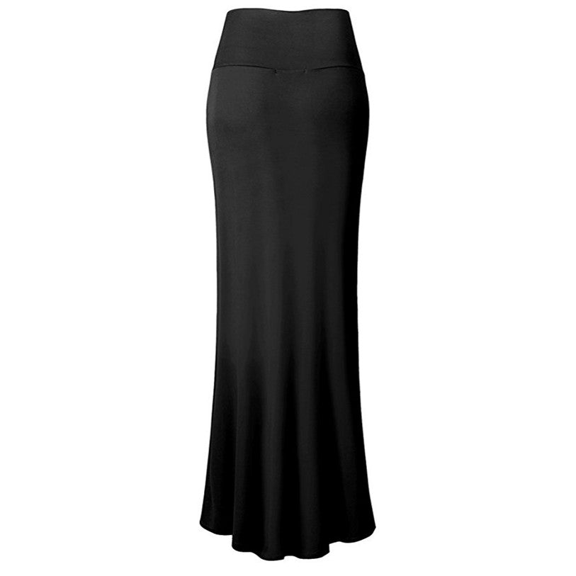 Women's Modal Solid Flared Super Soft Fold Over Maxi Skirt