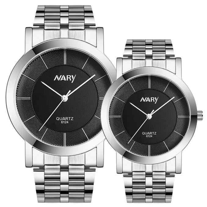 1 pair Men And Women Watch Single Quartz Stainless Steel Wrist Watches