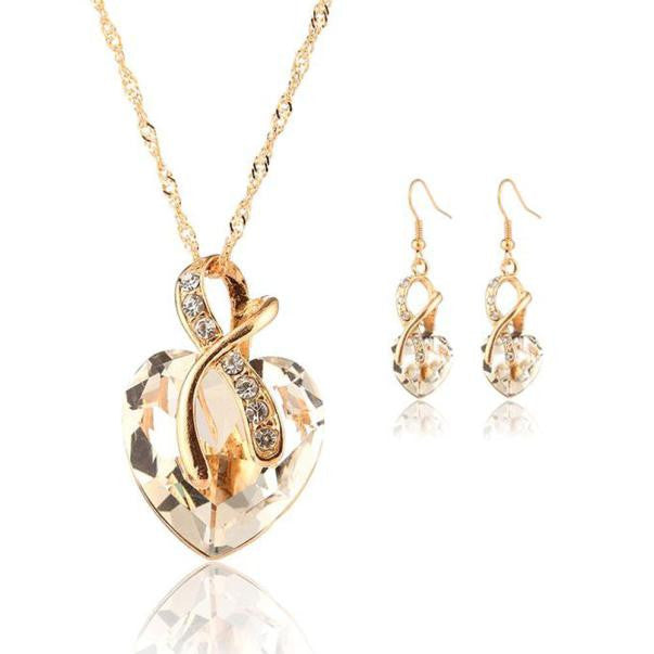 1Set Women Necklace Pendant Drop Earrings Jewelry BU