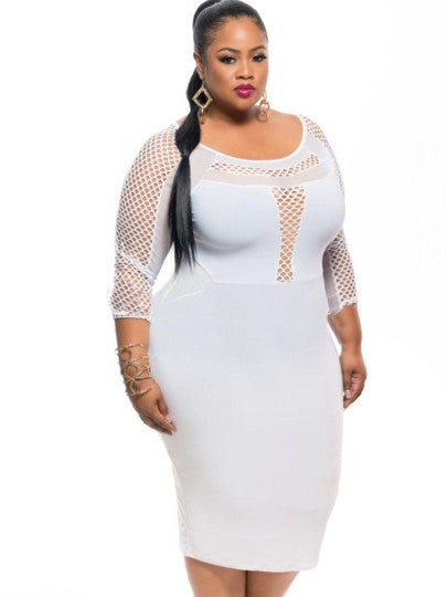 Plus Size See-Through Patchwork Women's Bodycon Dress