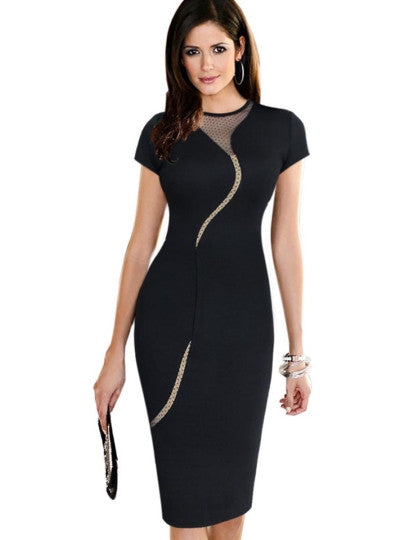 Short Sleeve Back Zipper Women's Pencil Dress