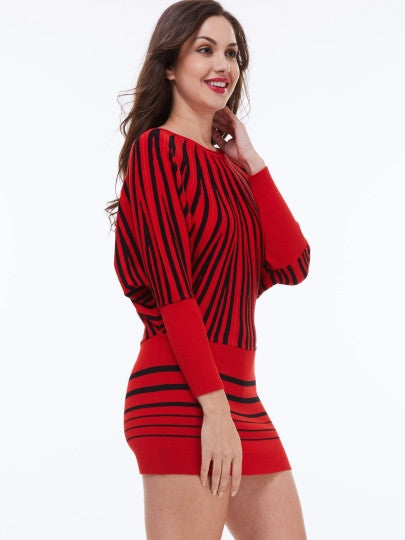 Striped Bodycon Women's Sweater Dress