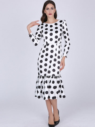 White Polka Dots Women's Sheath Dress