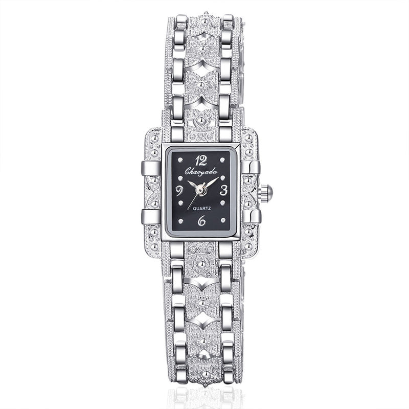 Women's Royal Roman Style Square Crystal Studded Quartz Wrist Watch