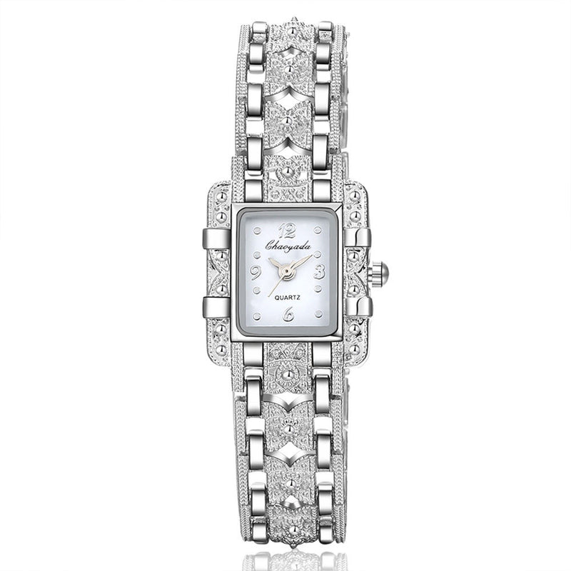 Women's Royal Roman Style Square Crystal Studded Quartz Wrist Watch