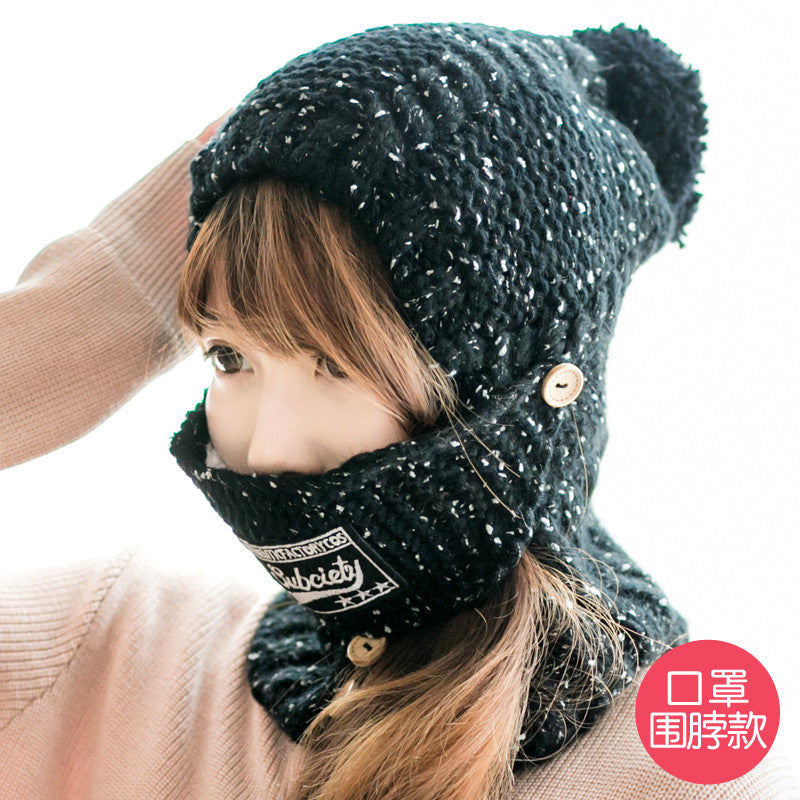 Winter Knit Hat with Face Mask Windproof for Women Girl Cold Weather Facemask