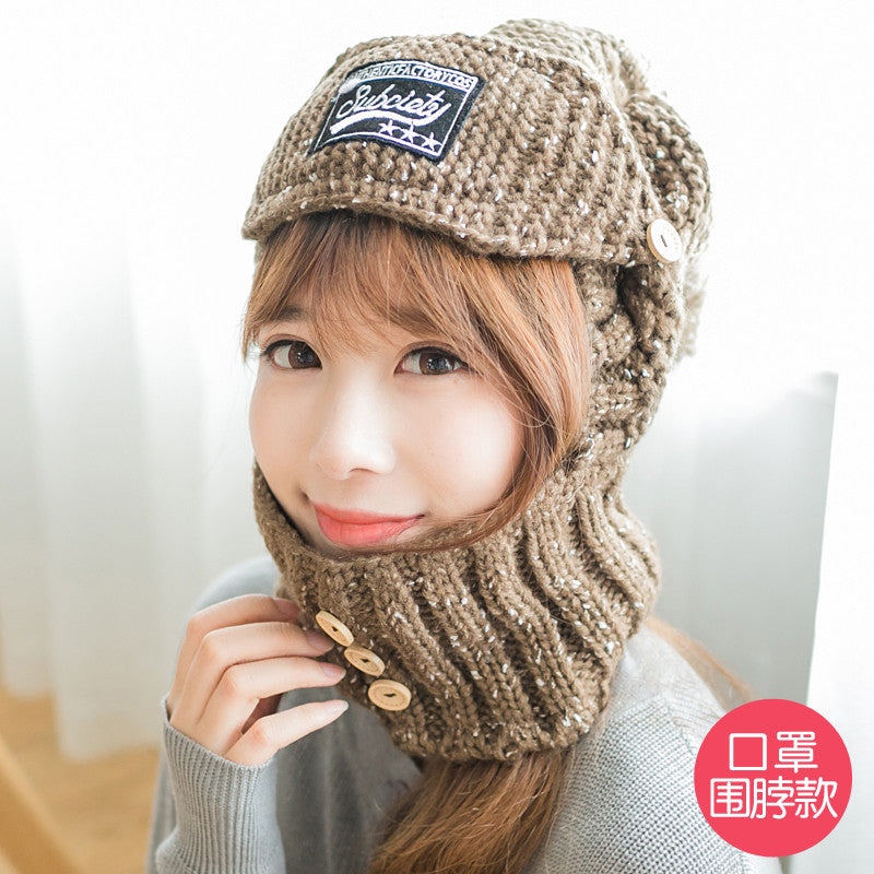 Winter Knit Hat with Face Mask Windproof for Women Girl Cold Weather Facemask