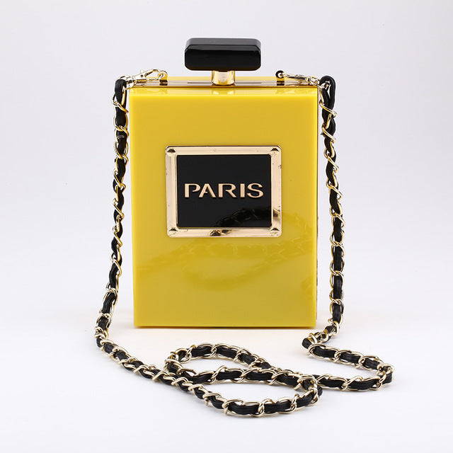 Perfume bottle solid lace Transparent women clutch bags acrylic luxury designer Single chain handbags fashion ladies purse 5046
