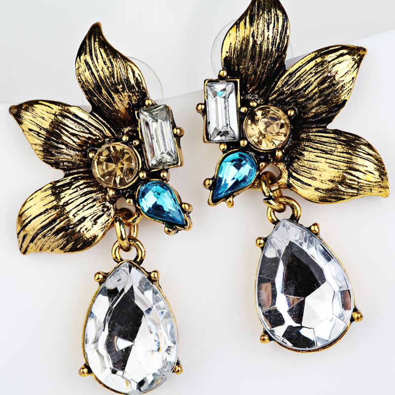 1 Pair Elegant Women Fashion Rhinestone Ear Stud Earrings Crystal Chain