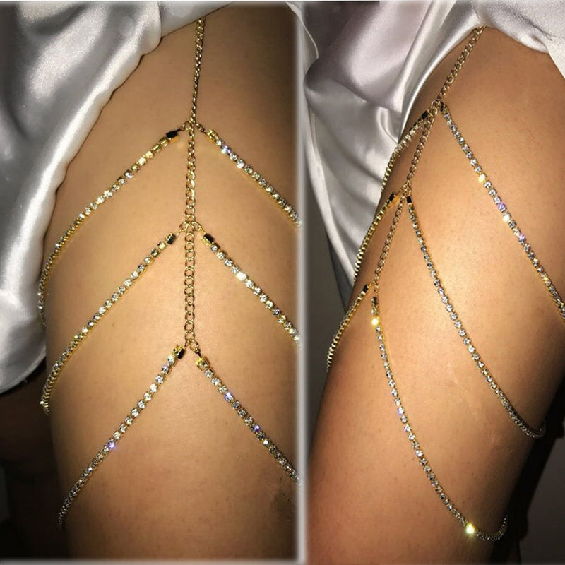 1PC Shiny Women Rhinestone Body Jewelry Leg Thigh Chain Crystal