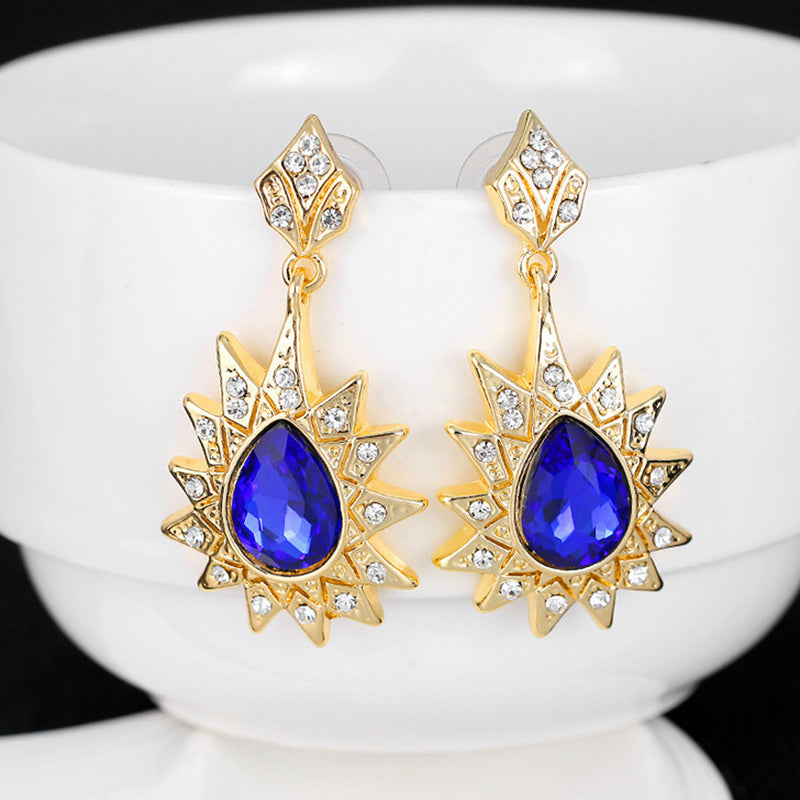 1Pair Elegant Women Crystal Rhinestone Flower Ear Stud Earrings Fashion Jewelry
