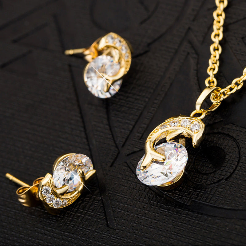 1Set Women Necklace Pendant Drop Earrings Jewelry Chain