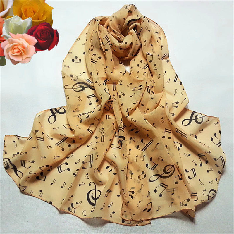 Lady Musical Note Chiffon Neck Scarf Shawl Muffler Scarves