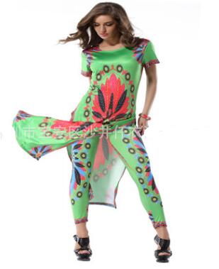 Indie Folk African Clothes Summer Leisure Sexy Maxi Dress Women Chair Printed Suit Female Short Sleeve Long PantSuits 2pcs Sets