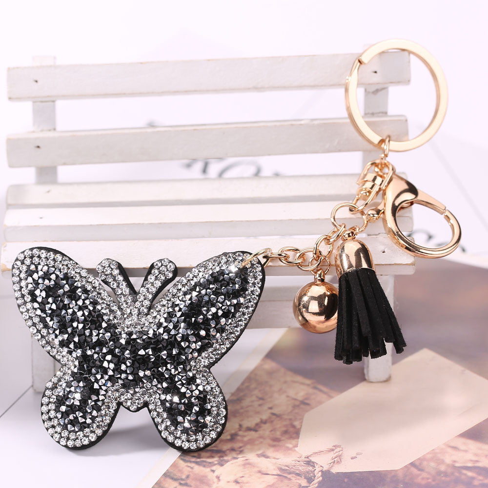 Butterfly Rhinestone Tassel Keychain Bag Handbag Key Ring Car Key Pendant