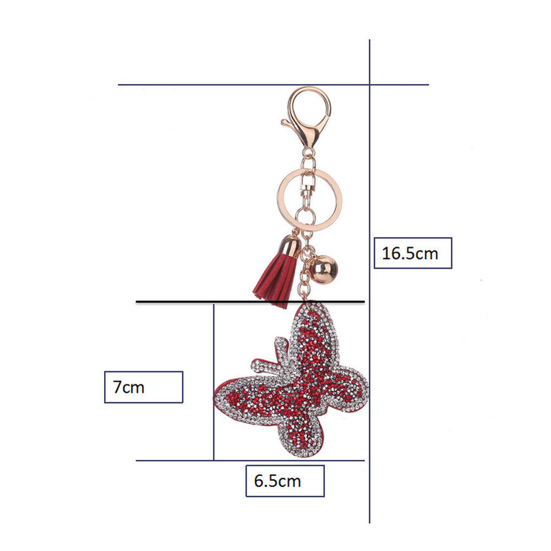 Butterfly Rhinestone Tassel Keychain Bag Handbag Key Ring Car Key Pendant