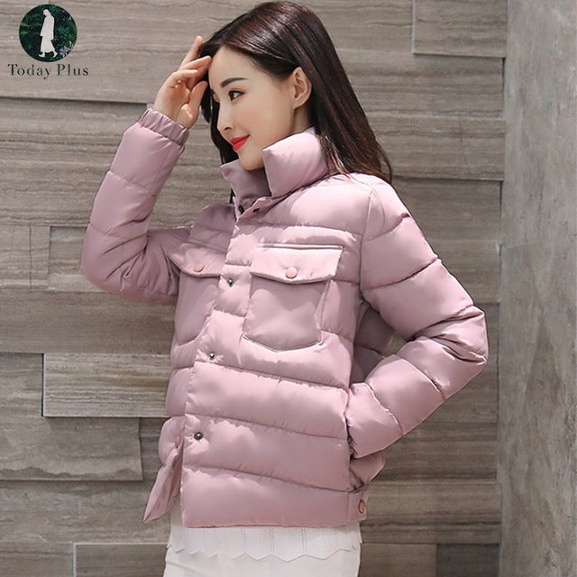2017 New Winter Jacket Coat Women Cotton Basic Jacket Padded Slim Warm Parkas Stand Collar Coat Female Autumn Outerwears