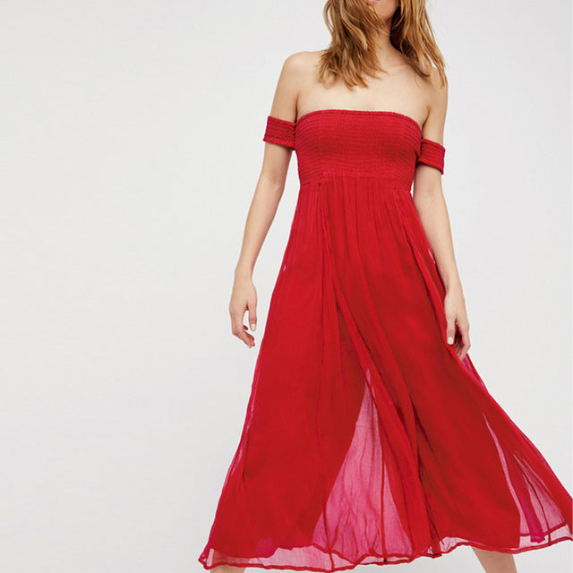 Strapless Chiffon Wide leg Rompers Lace up on back