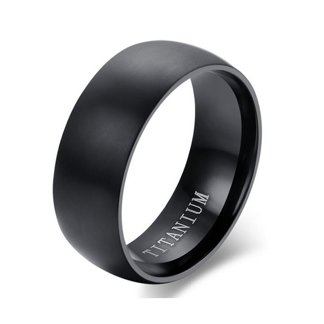 100% Balck Titanium Rings For Men 8mm Cool Men' Ring Bands Male Gift