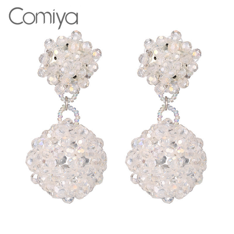 Comiya  Crystal Beads Ball Earrings