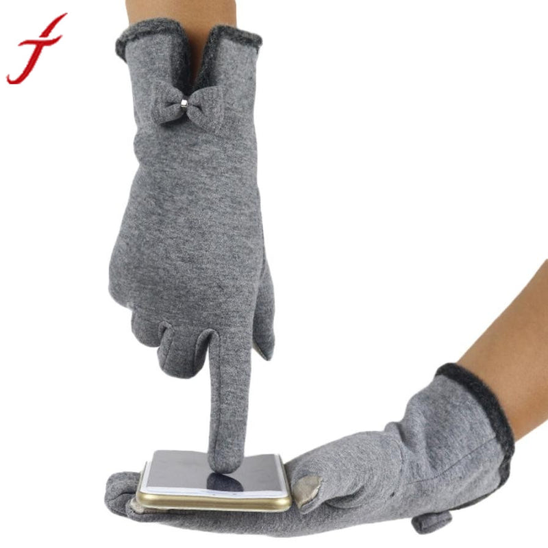 Elegant Women's Fashion Winter Warm Glove Soft Wrist Thick Mittens Outdoor Full Finger Screen Outwear Glove Female Party Gloves