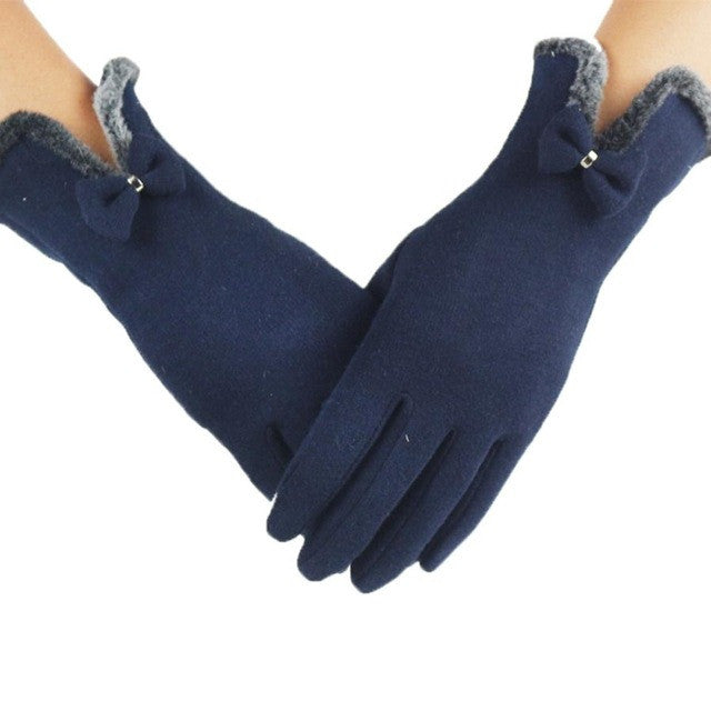 Elegant Women's Fashion Winter Warm Glove Soft Wrist Thick Mittens Outdoor Full Finger Screen Outwear Glove Female Party Gloves