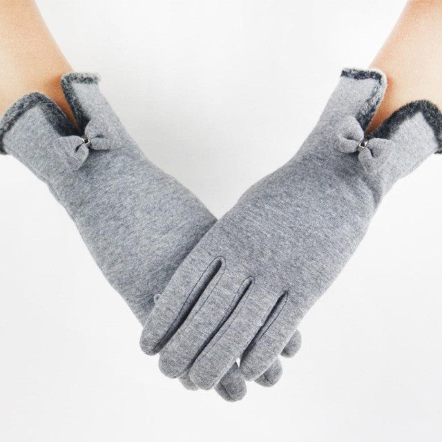 Elegant Women's Fashion Winter Warm Glove Soft Wrist Thick Mittens Outdoor Full Finger Screen Outwear Glove Female Party Gloves