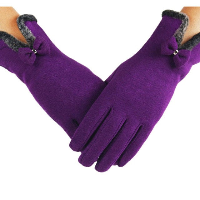 Elegant Women's Fashion Winter Warm Glove Soft Wrist Thick Mittens Outdoor Full Finger Screen Outwear Glove Female Party Gloves