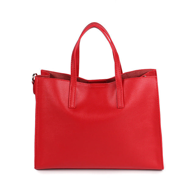 HANSOMFY new fashion leather bag shopping bag bag of large capacity portable