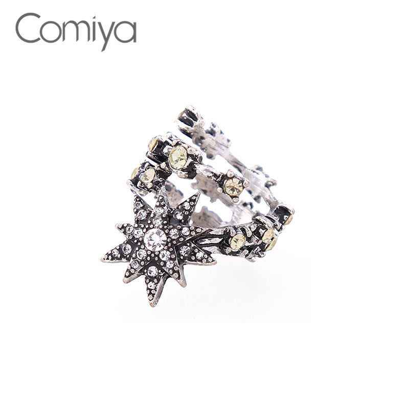 Comiya Designer Brand Rhinestone Zinc Alloy Aneis Party Ring