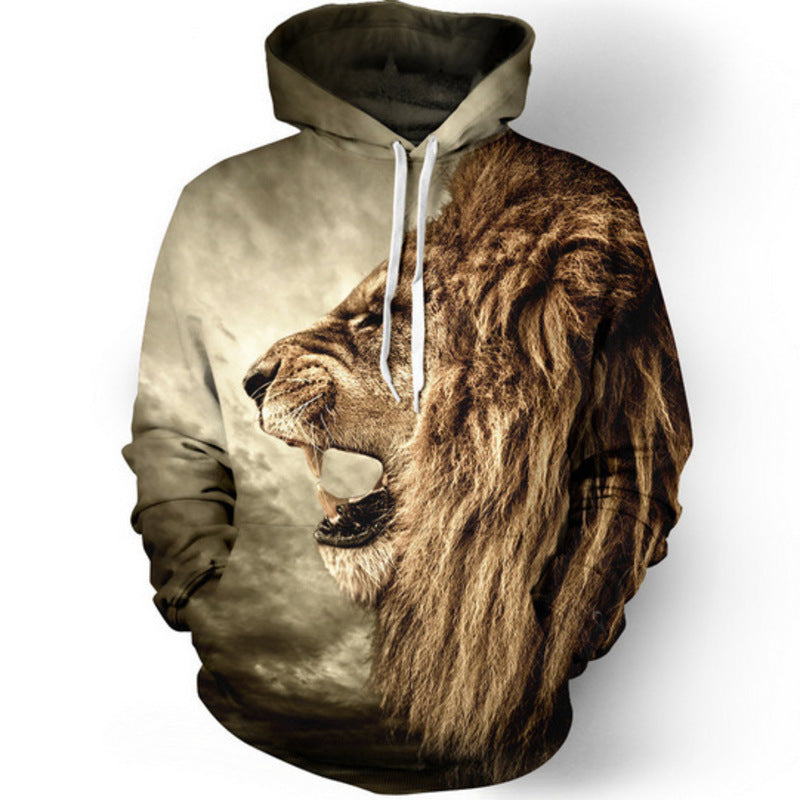 Nostalgic lion 3D digital printing Hooded