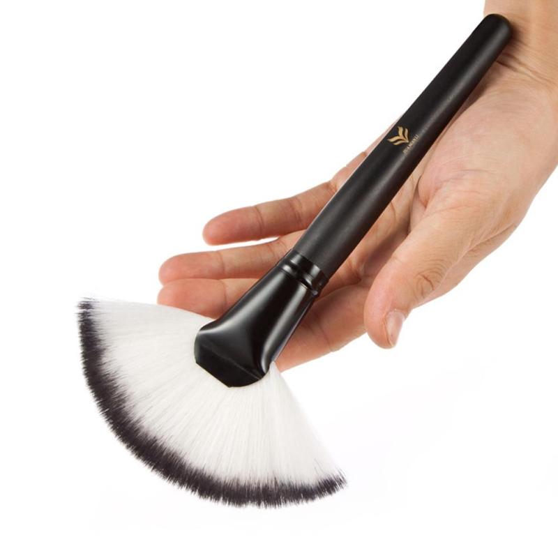 Soft Large Fan Shape Makeup Brush Foundation Blush Blusher Highlighter Powder Cosmetic Apply Dust Cleaning Brush A5