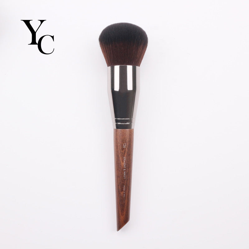 Yansh Professional New Arrival Straight and wavy Wood Handle dome-shaped dense brush for applying Powder Brush  #126 Make up