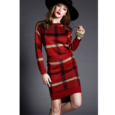 Casual Pullover Knitted Dresses Clothing Suit 2018 Autumn Spring Knitted 2 Piece Set Women Long Sleeve Sweater Dress D7D620L