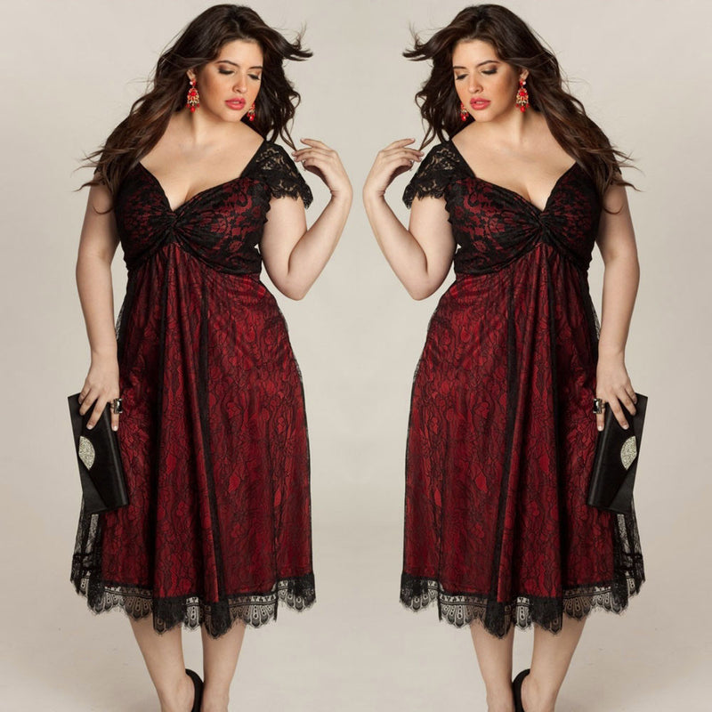 Plus Size Women Sleeveless Lace Long Evening Party Prom Gown Formal Dress