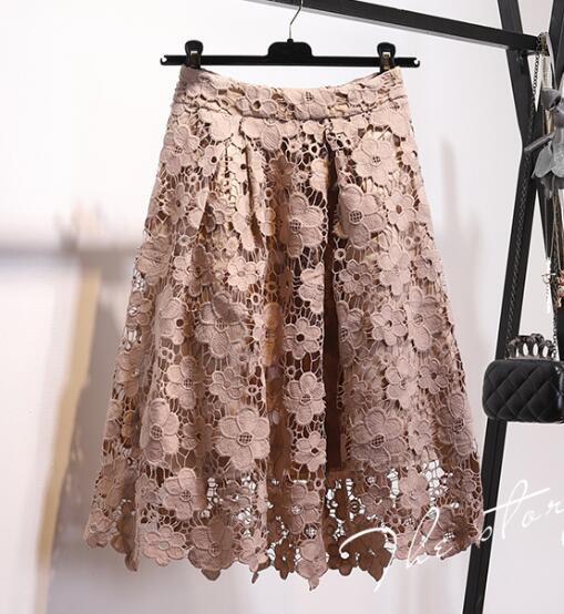 Two Piece Set Sexy Chiffon Blouse Shirt Top Elegant A-Line Lace Skirt Suit Sets Female Clothing W1615