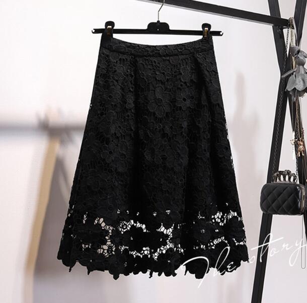 Two Piece Set Sexy Chiffon Blouse Shirt Top Elegant A-Line Lace Skirt Suit Sets Female Clothing W1615