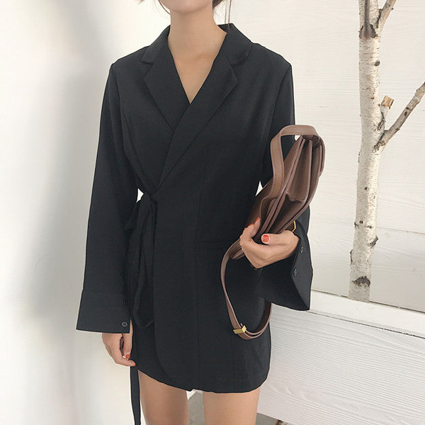 HziriP 2018 New Arrival Elegant Black Suit Blazer Dress Women Spring Autumn Fashion Office Work Wear Long Sleeve Long Blazers